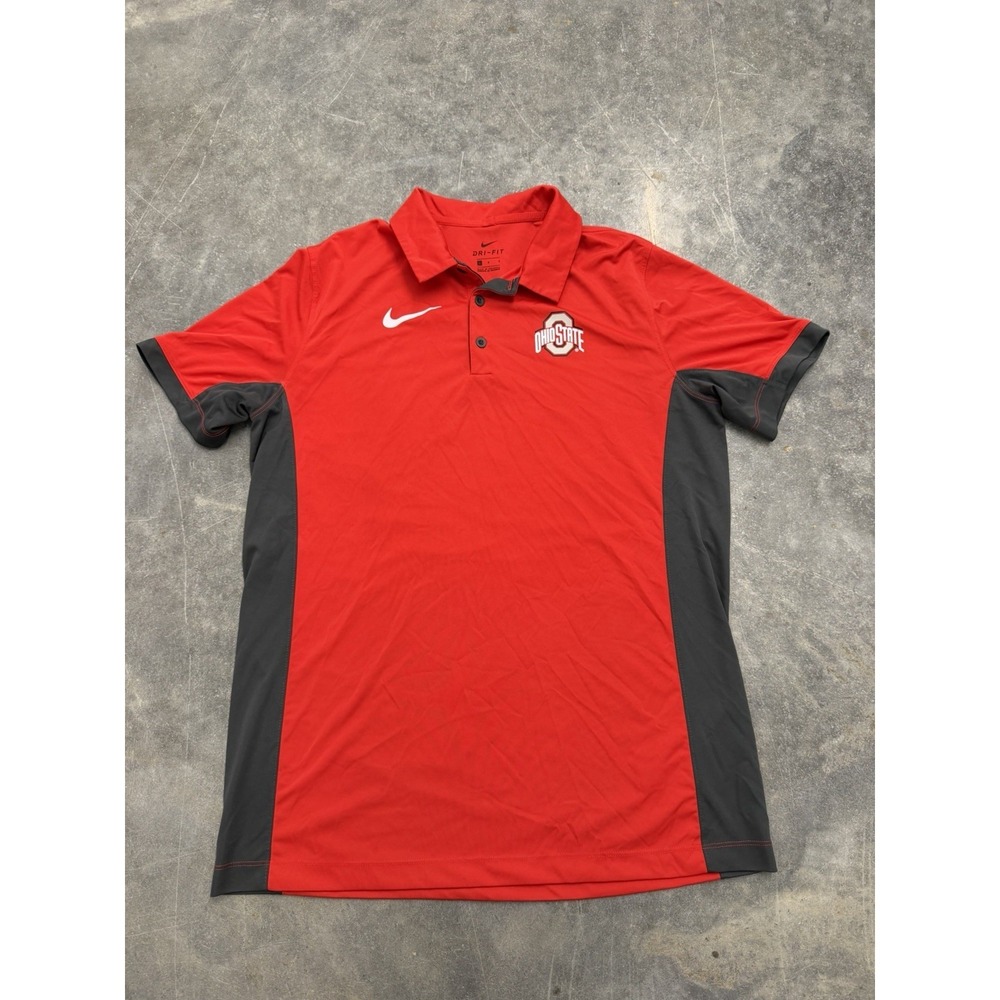 Ohio State Buckeyes Nike Dri Fit Polo Shirt Men's Size Large Golf Red Black